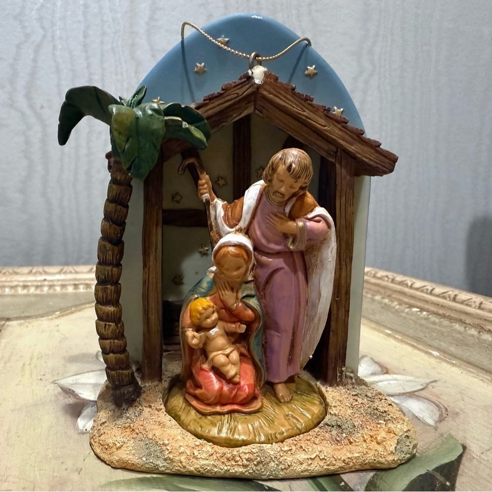 Vintage 2002 Fontanini Nativity Scene Personal Tour Ornament Signed Broken Star